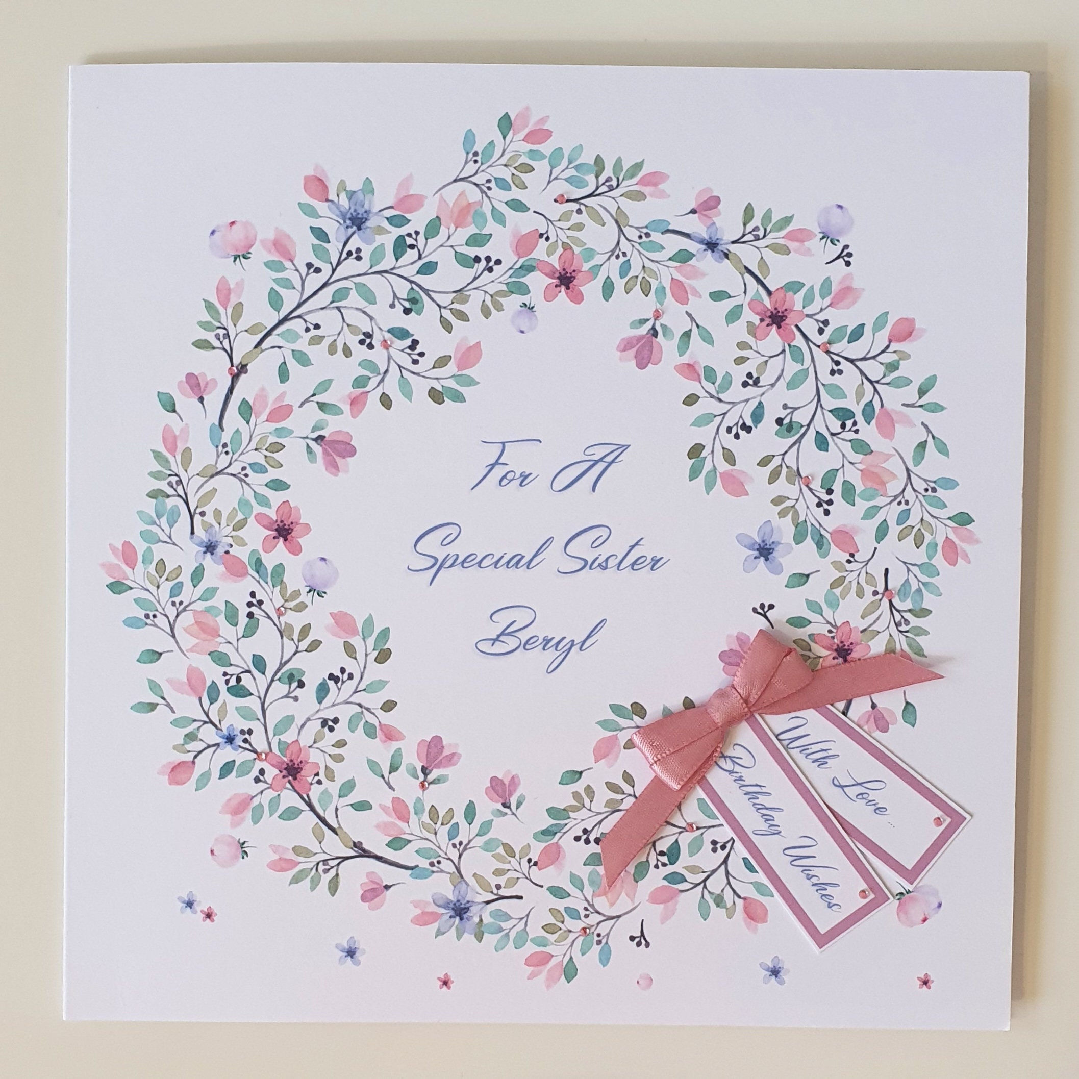 Personalised Ditsy Floral Design Birthday Card Special Sister Any Relation Or