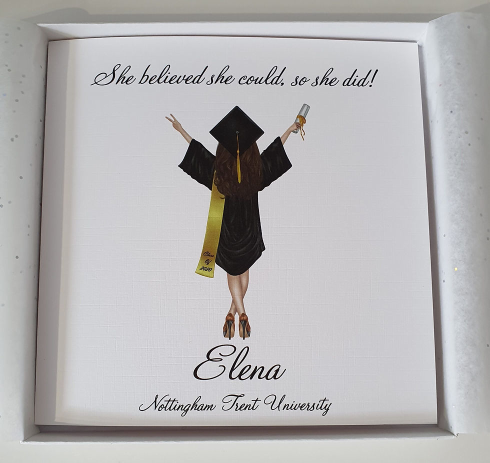 Thumbnail: Personalised Graduation Card Any Skin Tone Any Colour Cap & Gown Any Hair Style