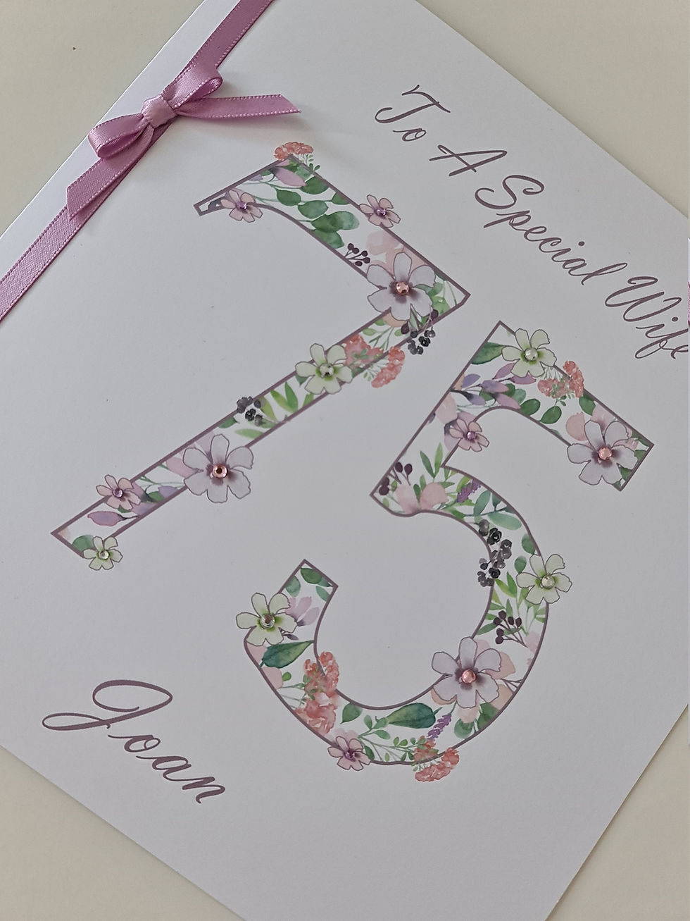 Thumbnail: Personalised 75th Birthday Card Wife Mum Sister Daughter Friend Gran 25th 30th
