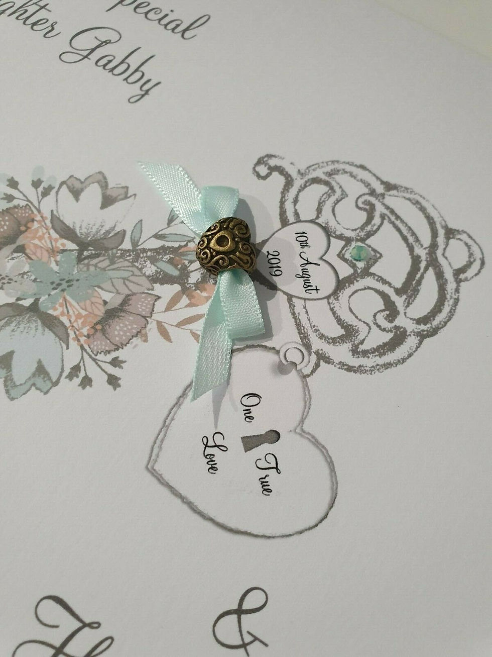 Thumbnail: Personalised Steampunk Key Wedding Day Card Goddaughter Daughter Son In Law