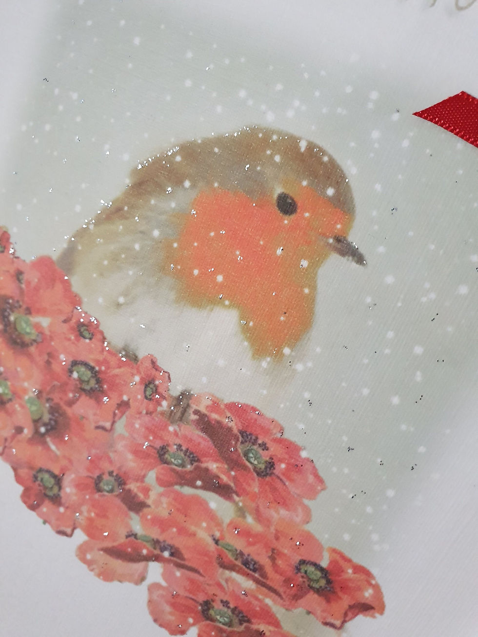 Thumbnail: Personalised Christmas Cards Robin & Poppies Design Mum And Dad Grandma And