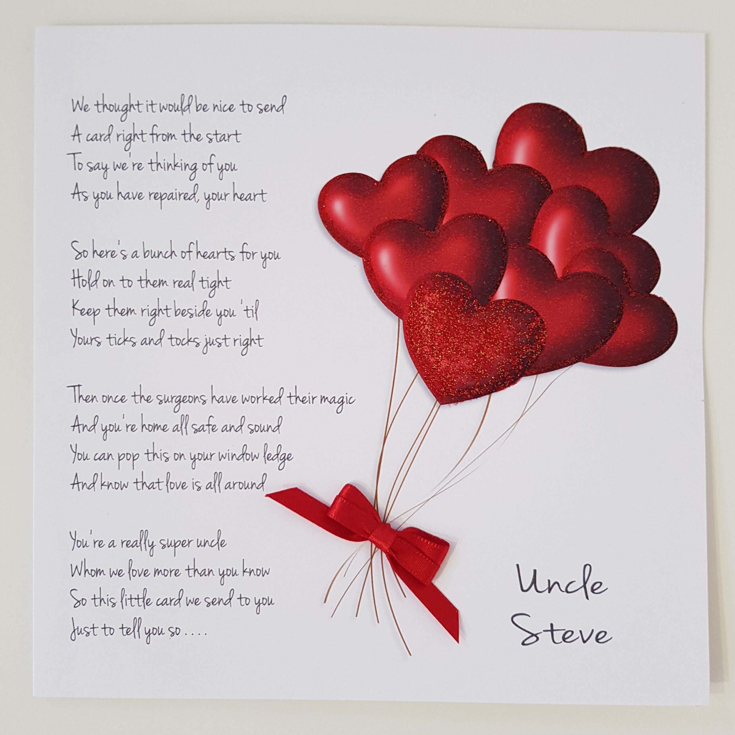 Personalised Get Well Card A Suitable For Heart Operation Uncle Any Person Or