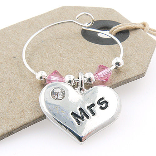 Thumbnail: Mr and Mrs Wedding Themed Wine Glass Charms 1 Set Of 2