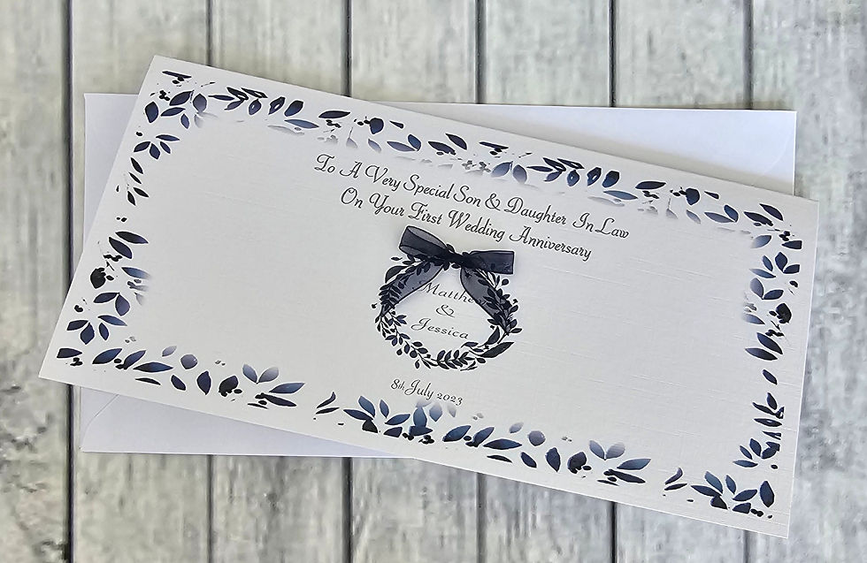 Thumbnail: Personalised 2nd Wedding Anniversary Card Son & Daughter In Law, Sister, Brother