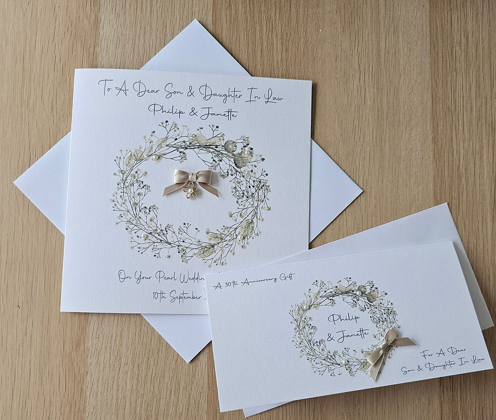 Thumbnail: Personalised 30th Pearl Anniversary Card Son & Daughter In Law 1st 10th 25th
