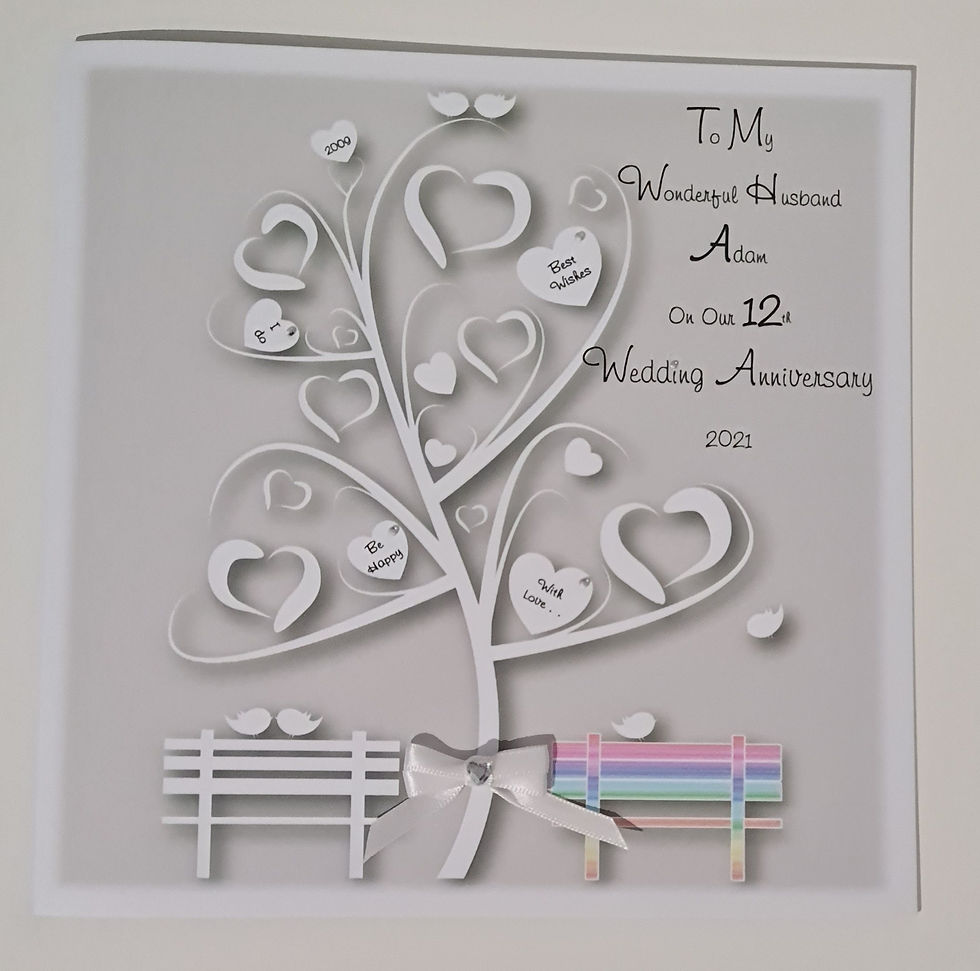 Thumbnail: Personalised 12th Silk Wedding Anniversary Card LGBT Pastel Rainbow Husband Or