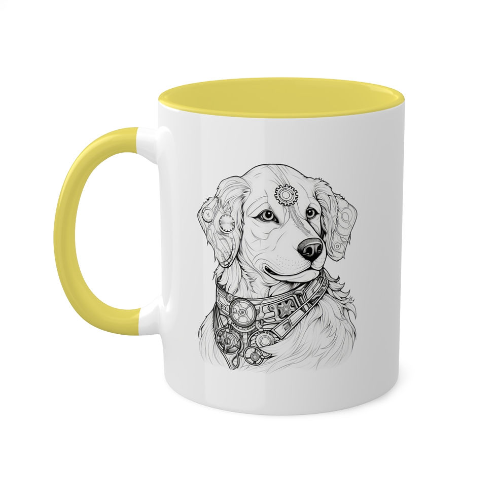 Thumbnail: Steampunk Girl Golden Retriever Colorful Mugs, 11oz