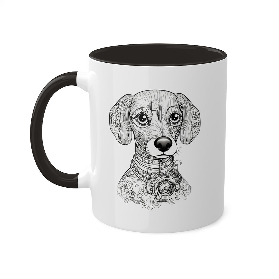 Thumbnail: Steampunk Girl Dachshund Colorful Mugs, 11oz