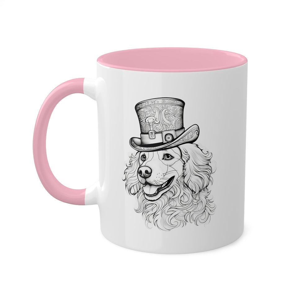 Thumbnail: Steampunk Boy Golden Retriever Colorful Mugs, 11oz