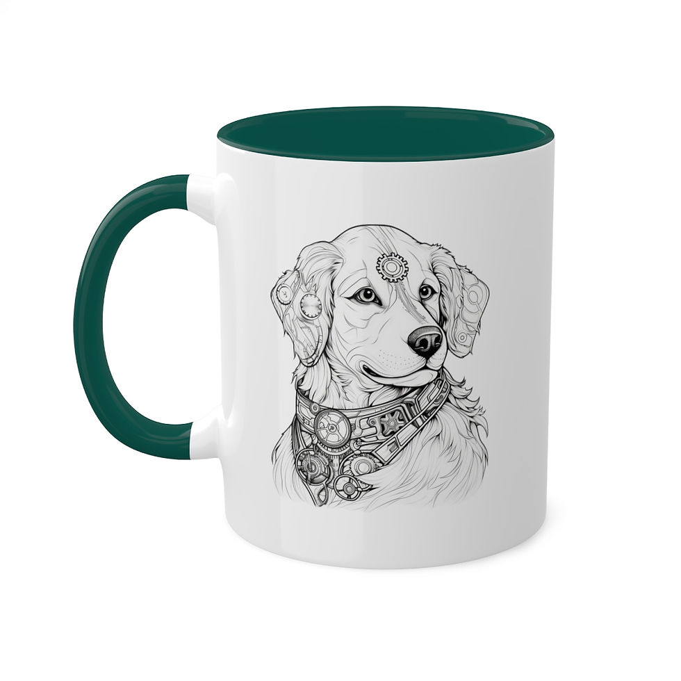 Thumbnail: Steampunk Girl Golden Retriever Colorful Mugs, 11oz