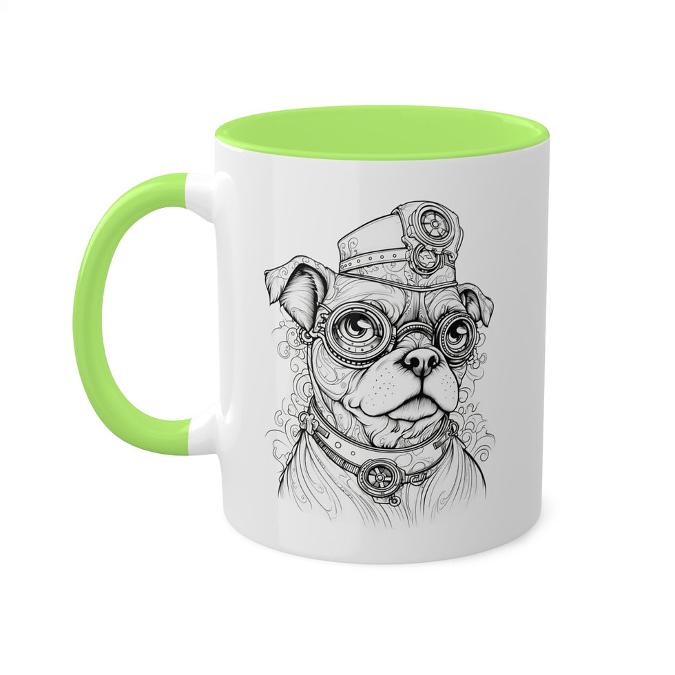 Thumbnail: Steampunk Girl Pug Colorful Mugs, 11oz