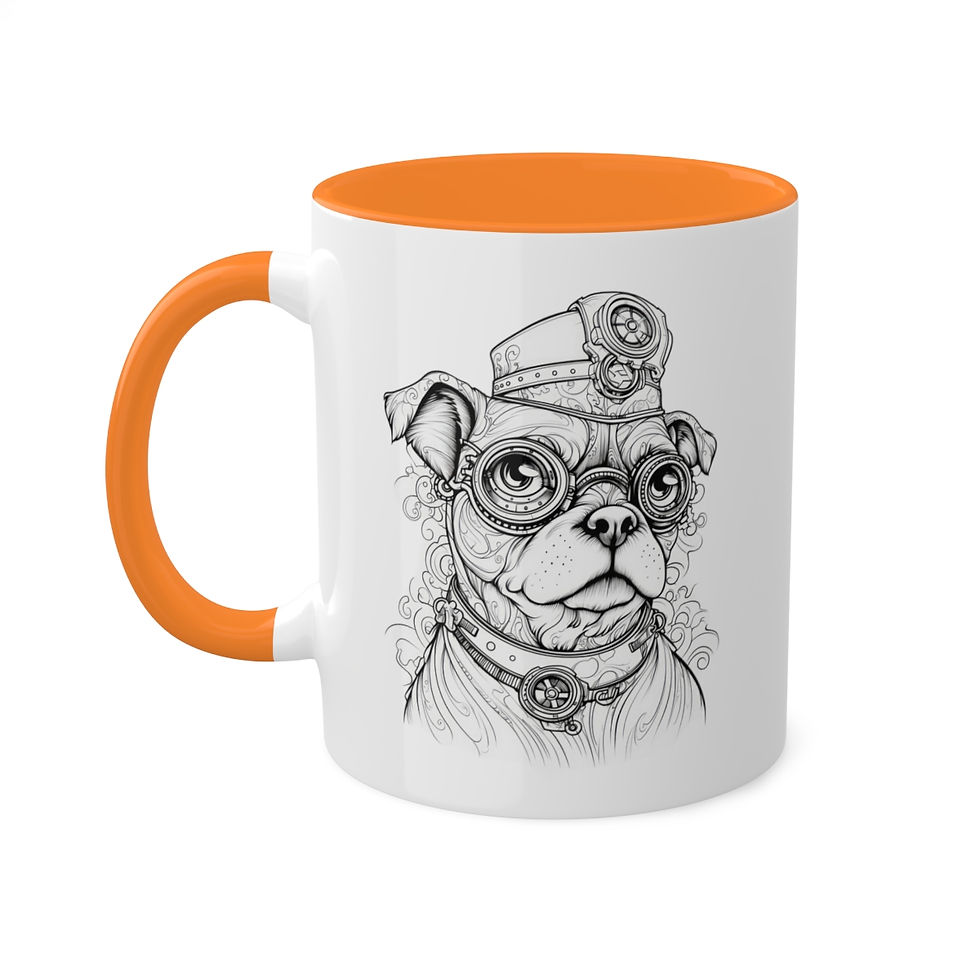 Thumbnail: Steampunk Girl Pug Colorful Mugs, 11oz