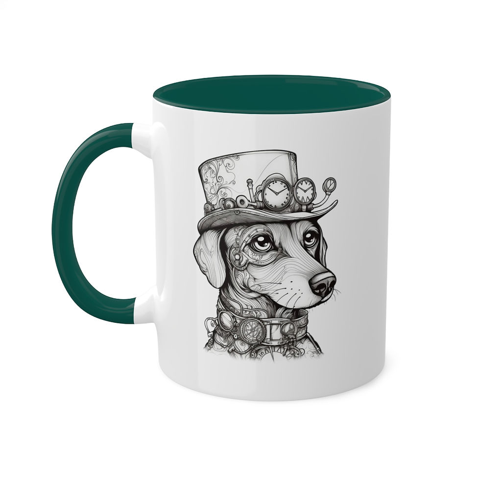 Thumbnail: Steampunk Boy Dachshund Colorful Mugs, 11oz