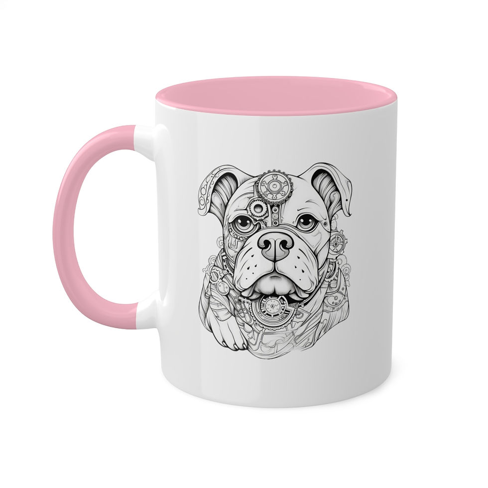 Thumbnail: Steampunk Girl Bulldog Colorful Mugs, 11oz
