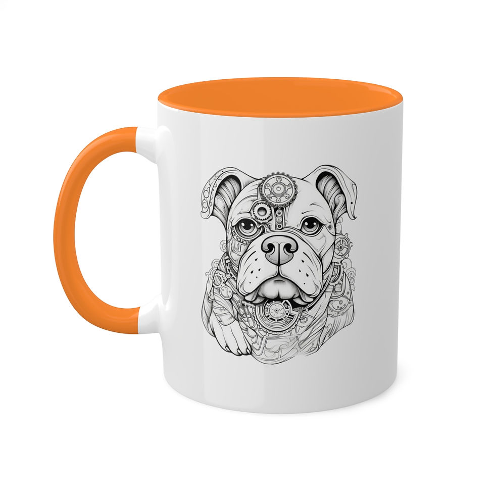 Thumbnail: Steampunk Girl Bulldog Colorful Mugs, 11oz