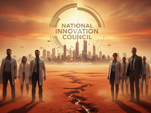 People walking away from a mirage of an innovation council