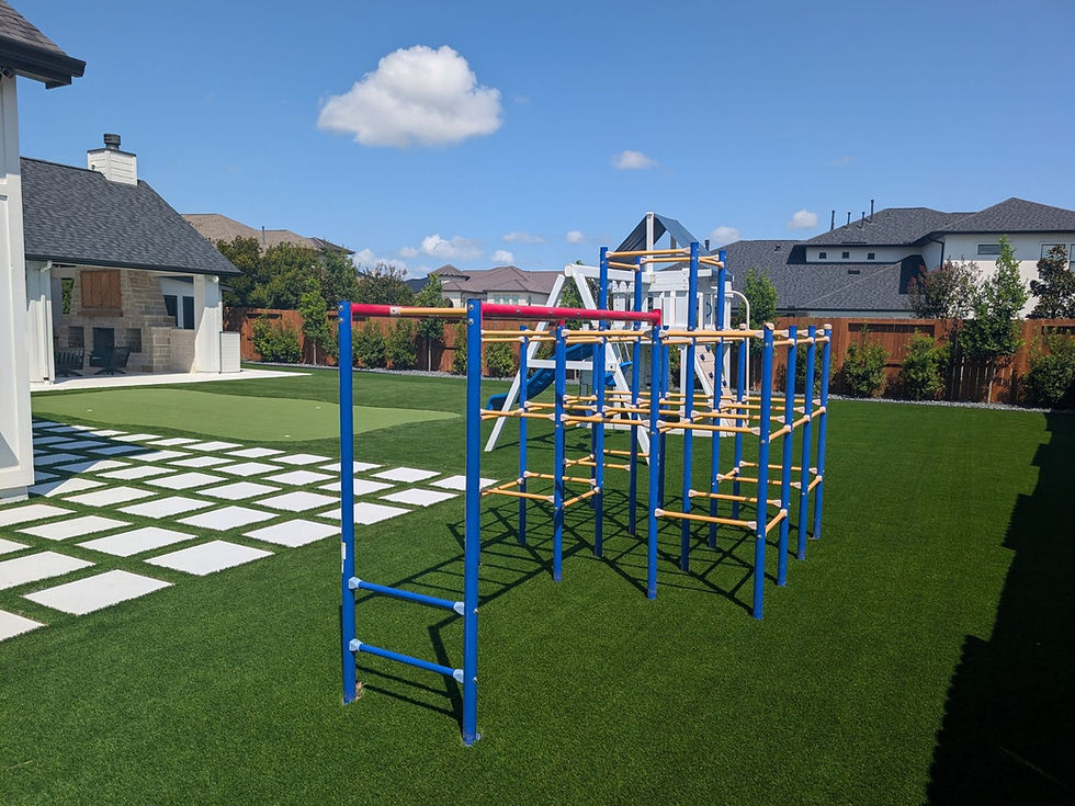 Backyard playground installation on Number One Turf