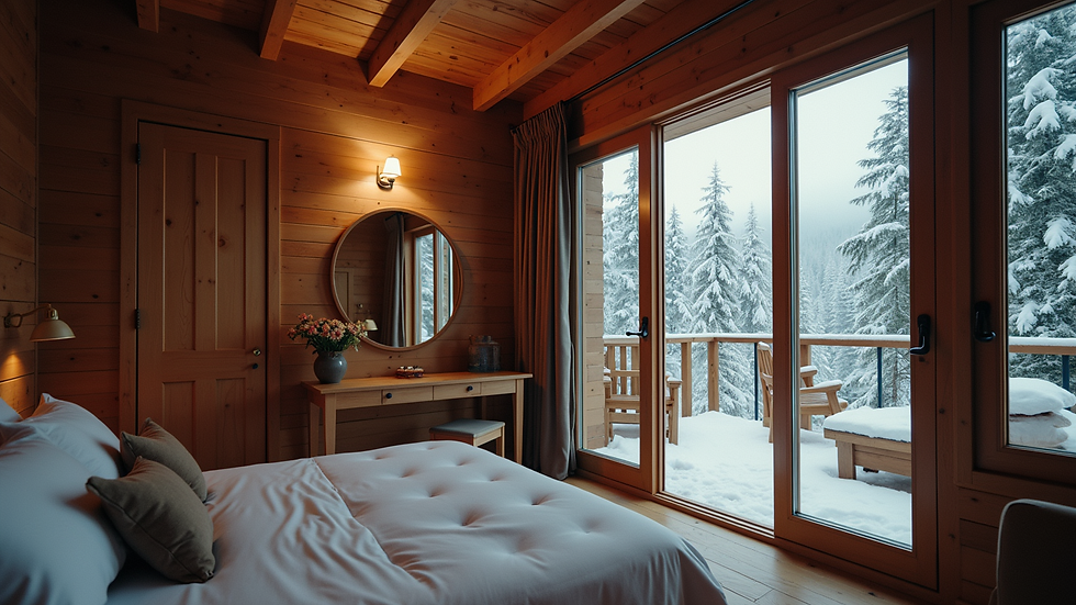 Eye-level view of a cozy cabin at Hotel Endémico