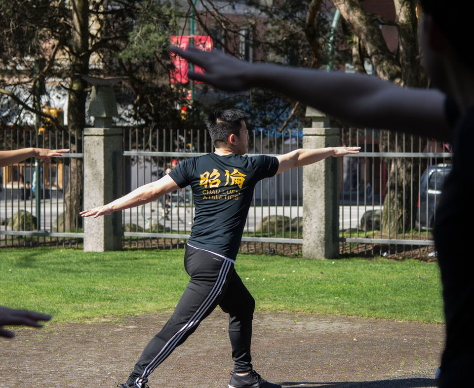 A man demonstrates Choy Lee Fut kung fu in Vancouver