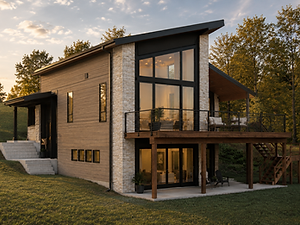 Contemporary home with clean modern lines, tall windows, and a compact footprint on a constrained site.g