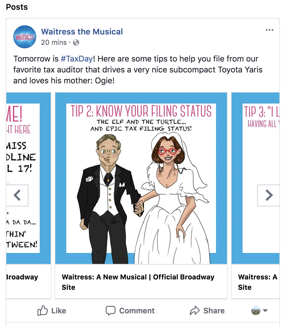 Waitress The Musical Tax Day Tips