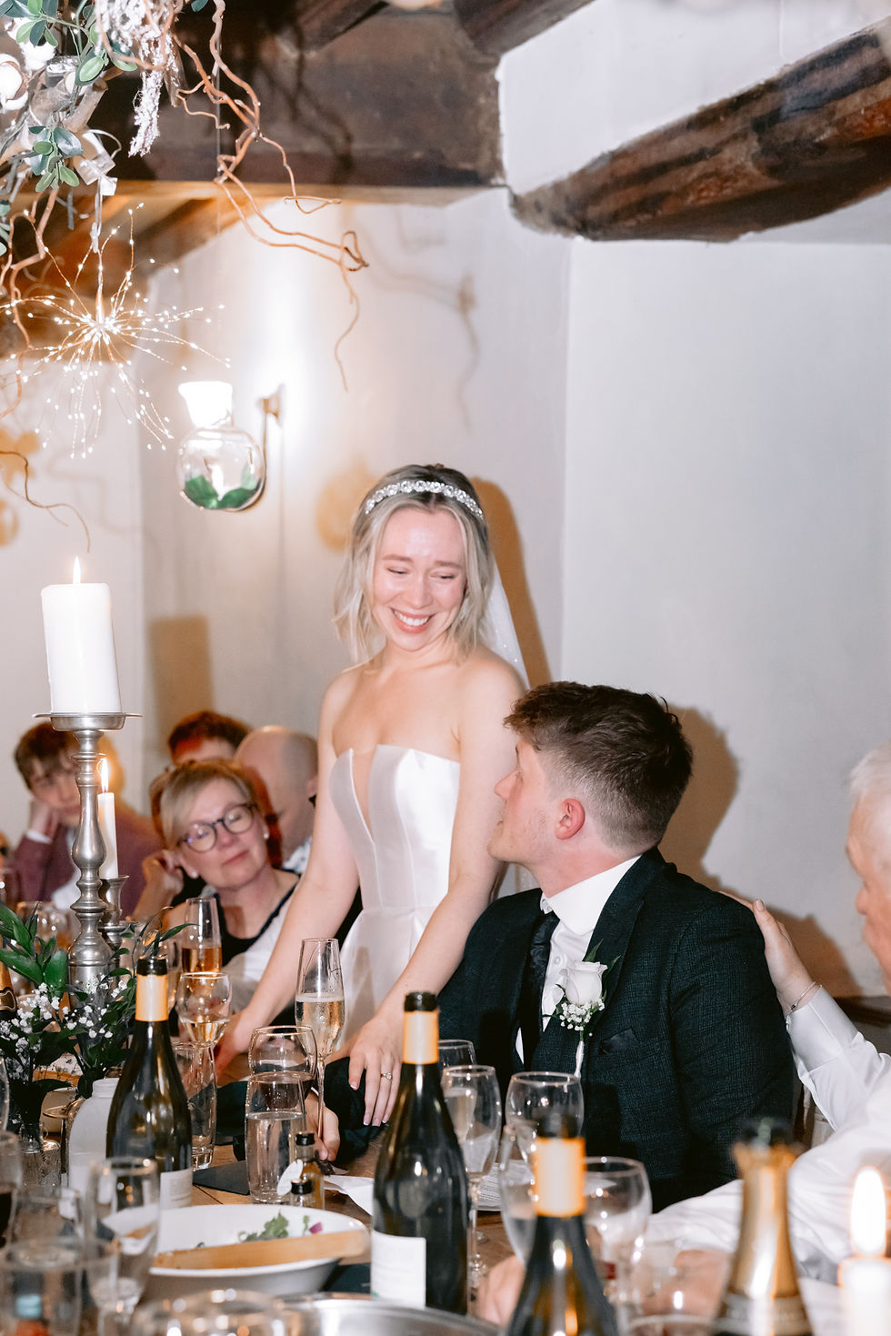 Emotional look between bride and groom during a luxury london wedding.