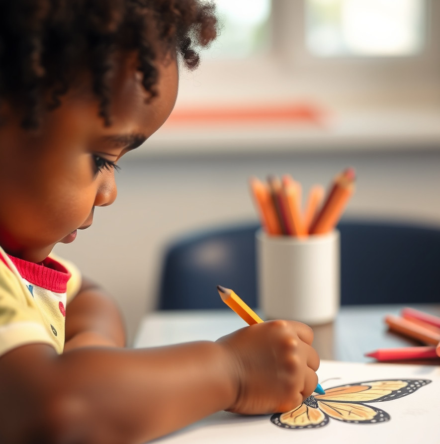 toddler drawing a picture on paper