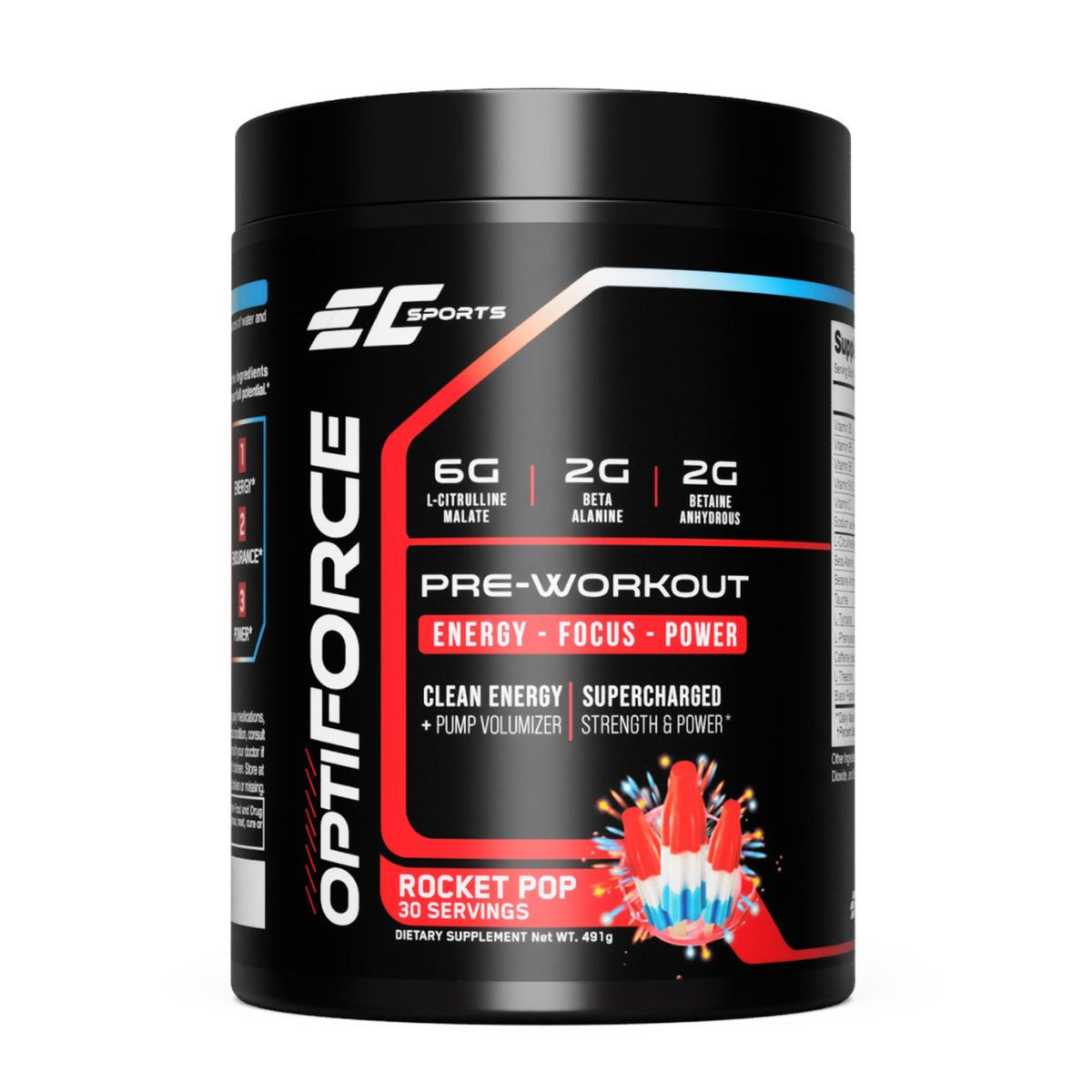 EC SPORTS OPTIFORCE PRE WORKOUT-運動能量粉（火箭雪條味489g）