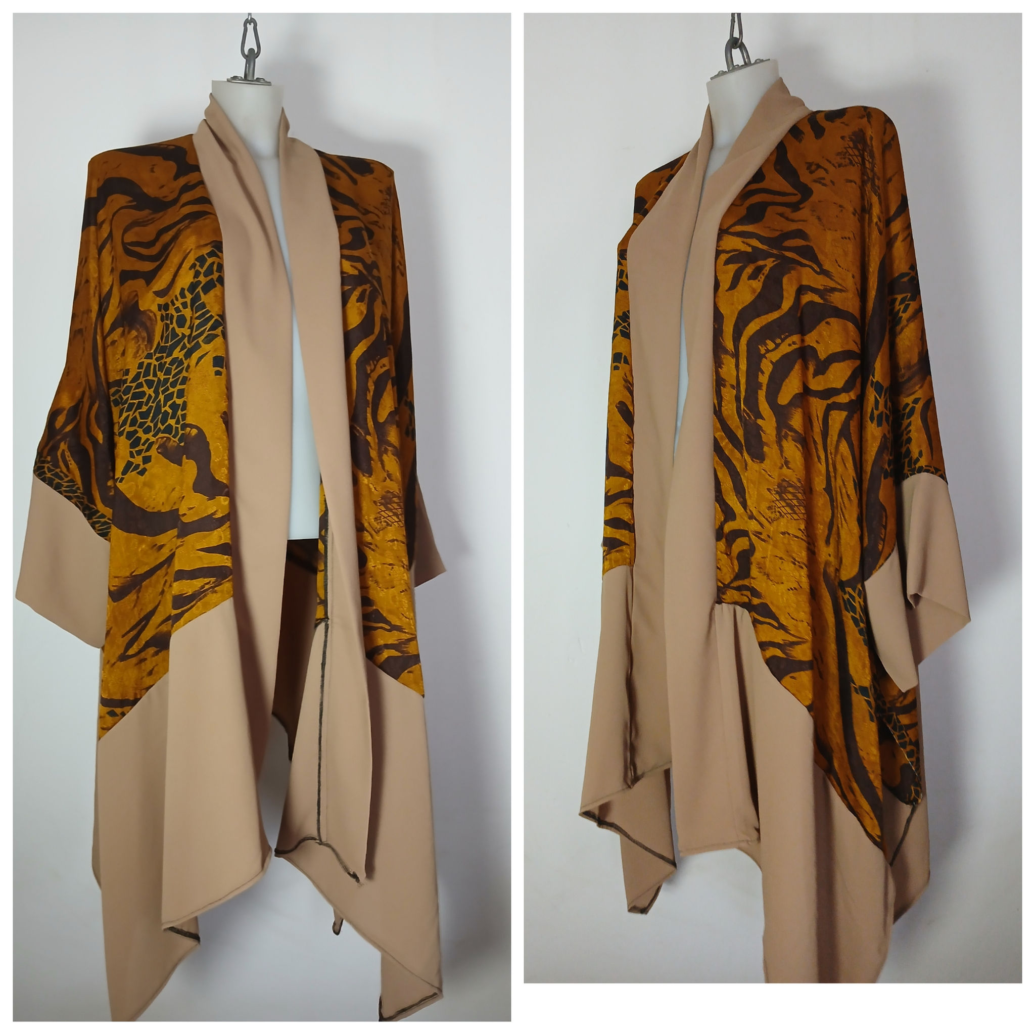 Tiger Print camel Coloured Kimono Jacket