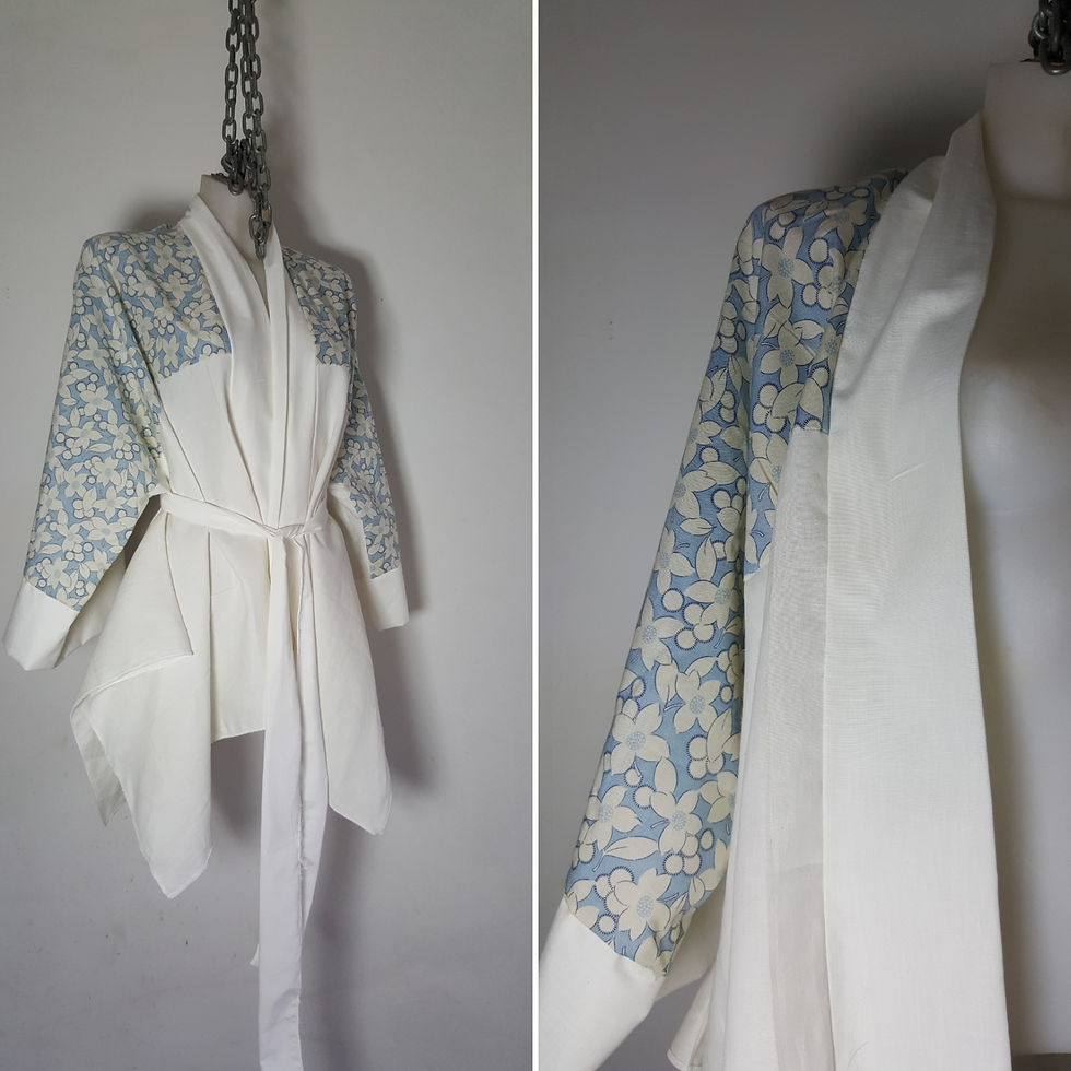 Thumbnail: 100% Cotton printed cropped Kimono