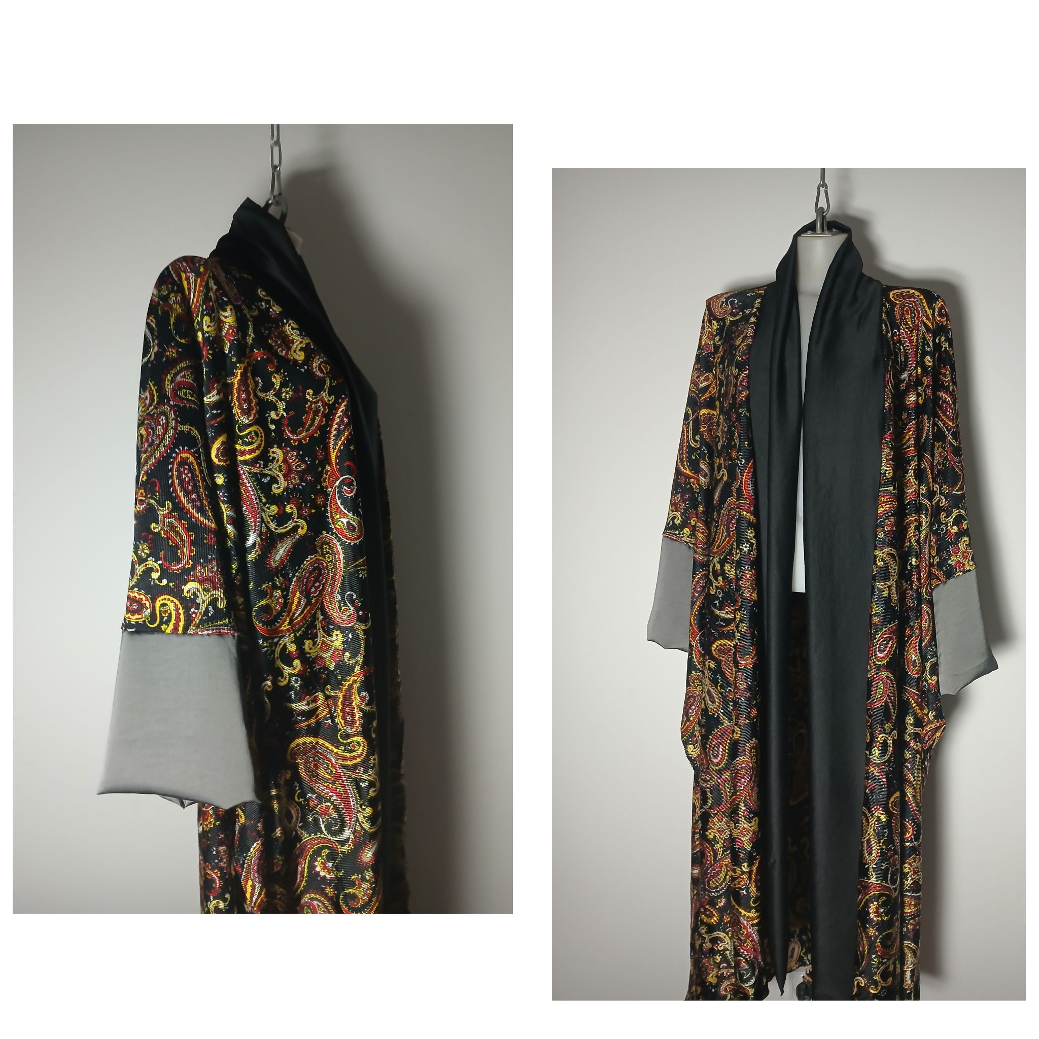 NEW RARE HANDMADE FRENCH SILKY KIMONO DUSTER COAT ONE SIZE LUXURY