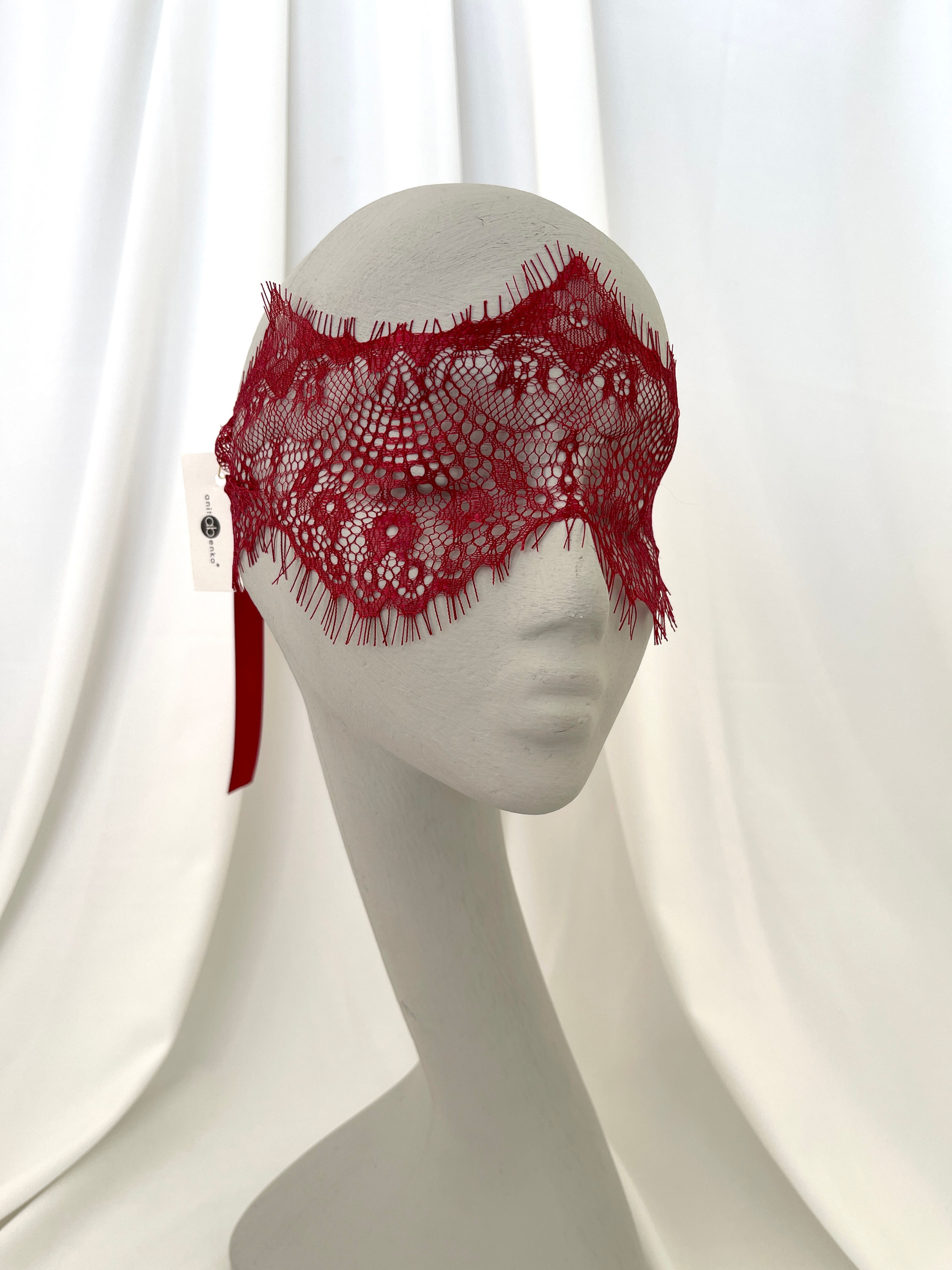 Burgundy lace Masquerade Mask