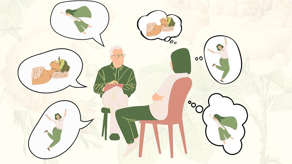 Une personne en état d'hypnose écoute les suggestions positives d'un thérapeute