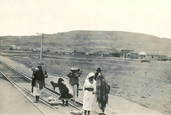 Item Vintage Photo 1923 snapshot Grants New Mexico Native Americans Near train Depot (imag