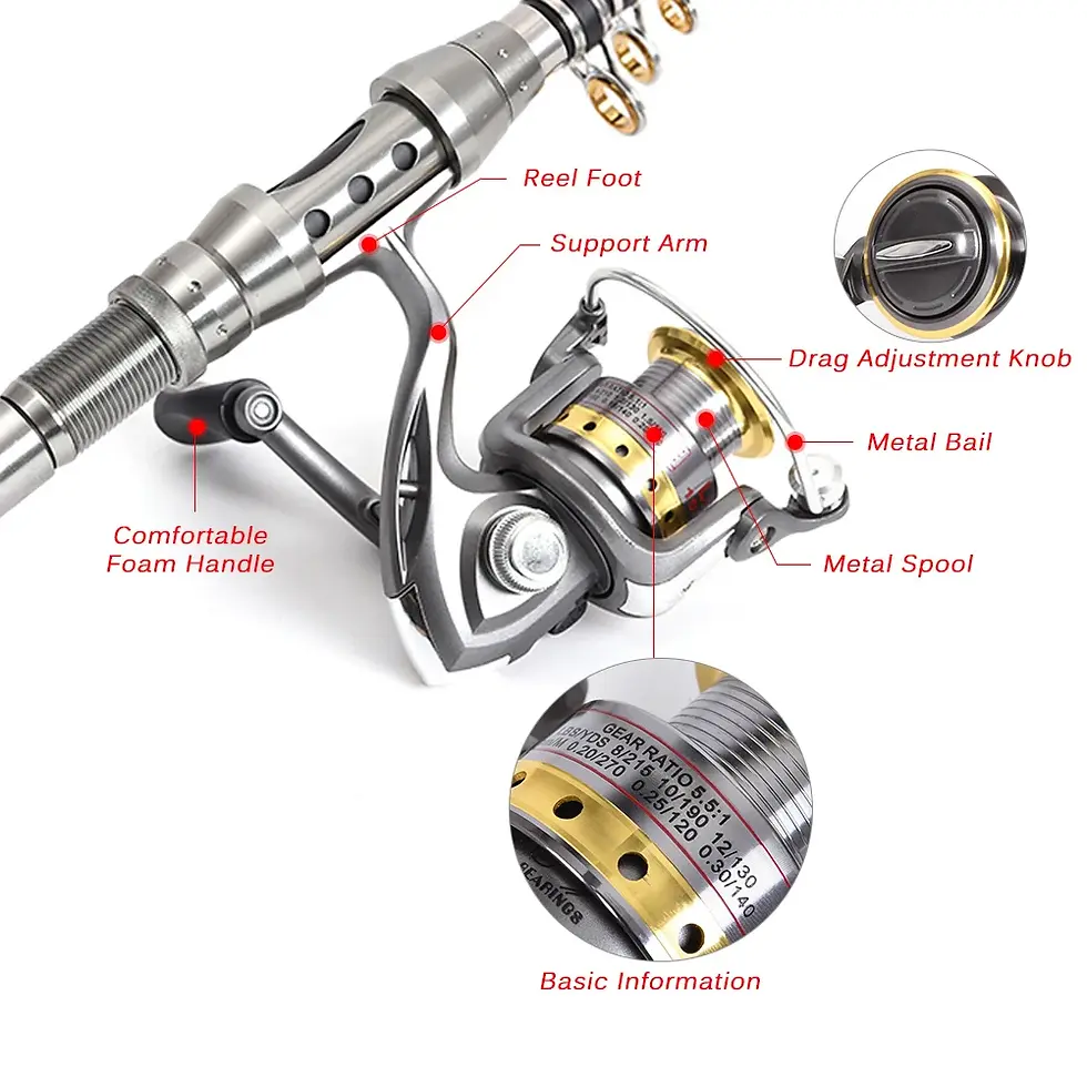 Thumbnail: Lixada Telescopic Fishing Rod Reel  Combo Full Kit Fishing Rod Gear