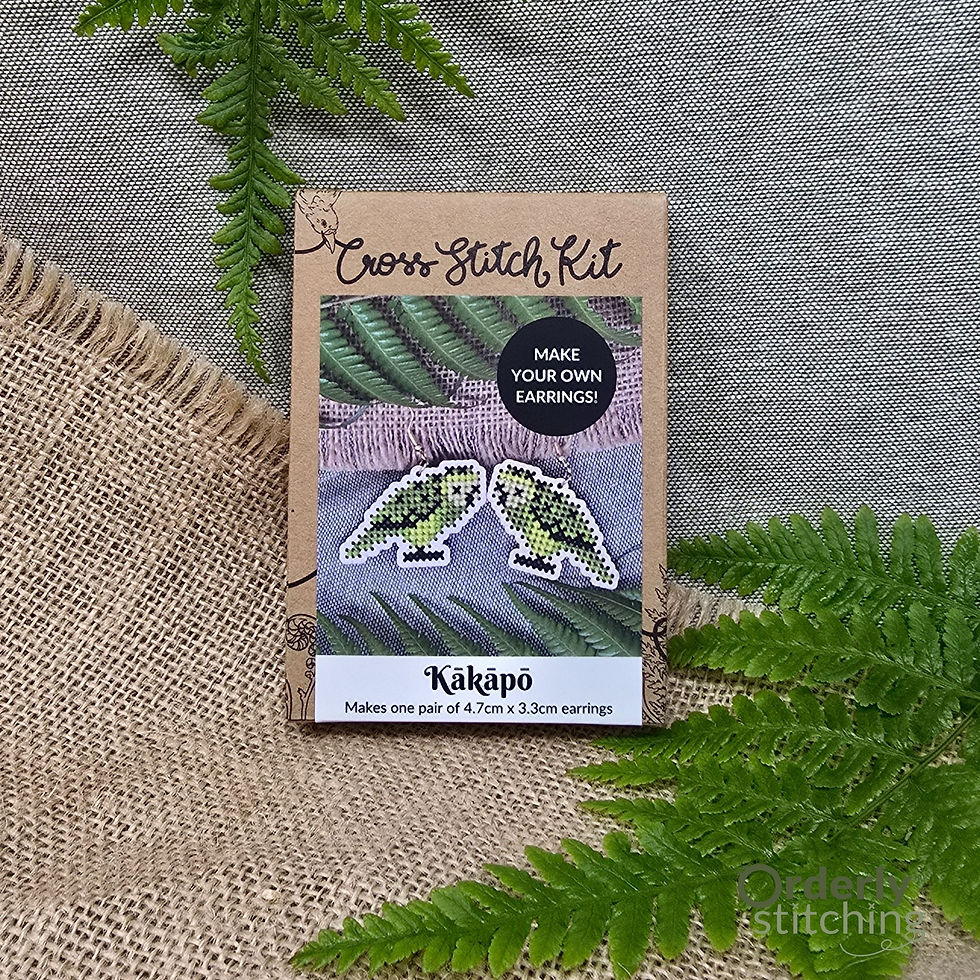 Thumbnail: Kākāpō - Cross Stitch Earrings Kit