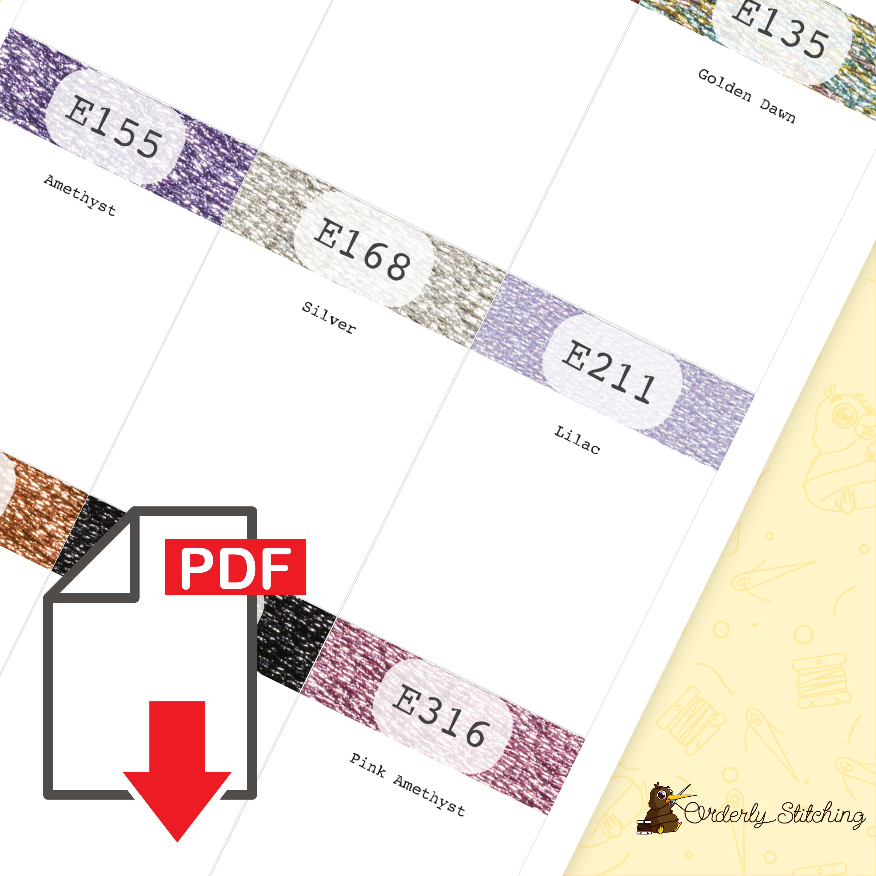 PDF Printable index cards (65x90mm) designed for DMC Light Effects and MP