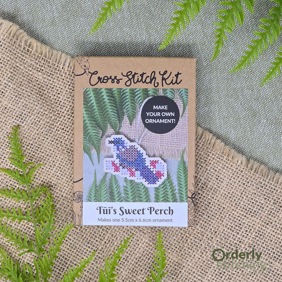 Thumbnail: Tūī’s Sweet Perch - Cross Stitch Ornament Kit