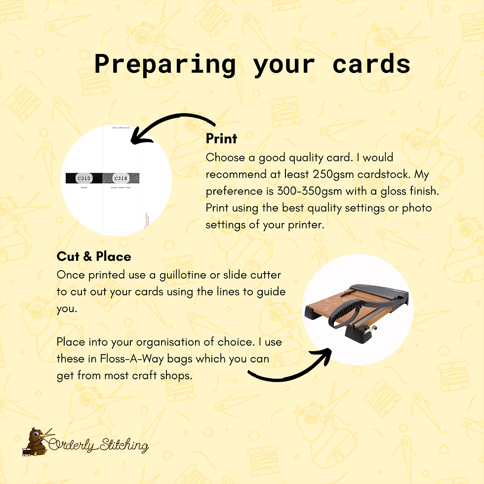 Thumbnail: PDF Printable index cards (71x115mm) designed for DMC Étoile Threads