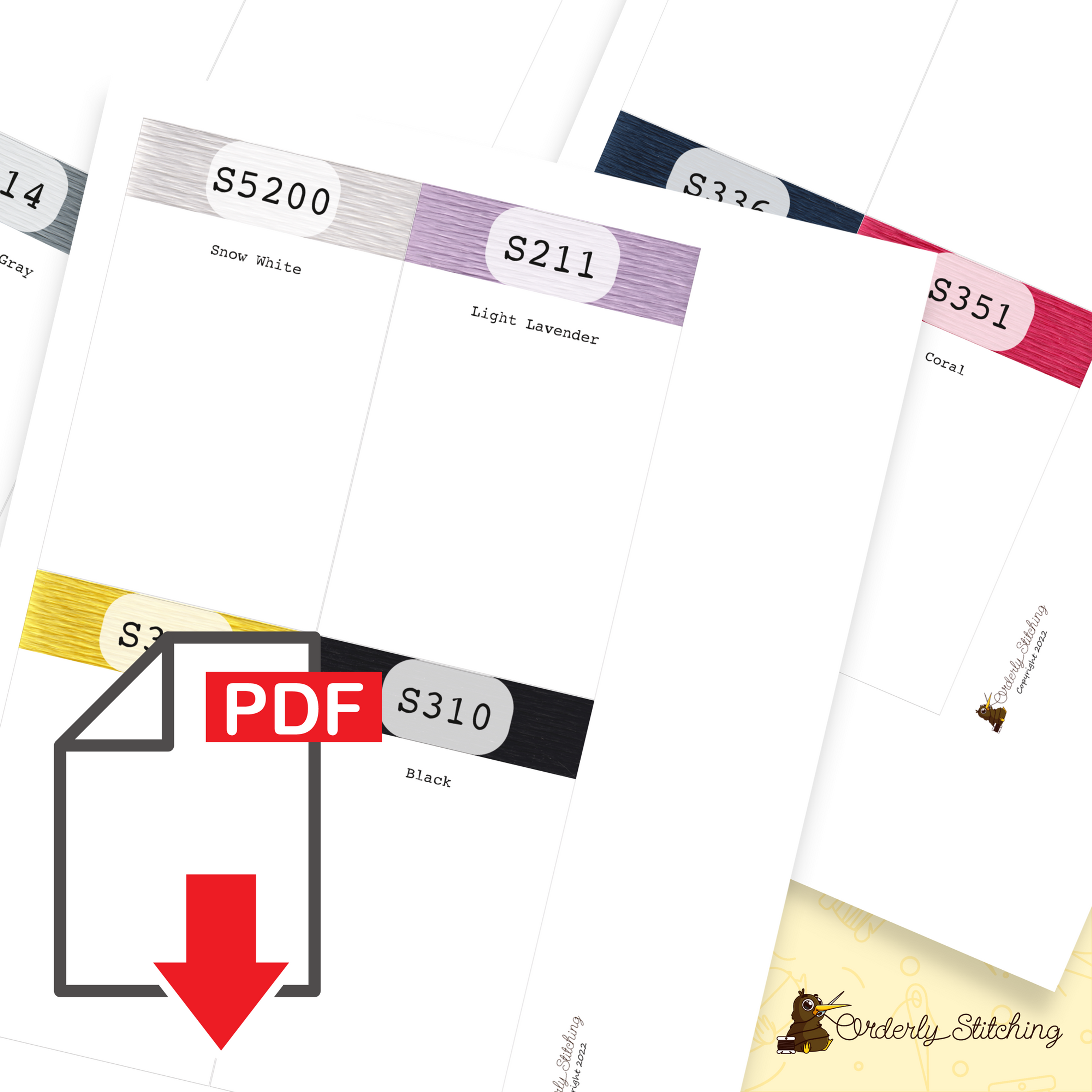 PDF Printable index cards (71x115mm) designed for DMC Satin Threads