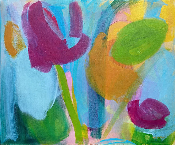 Flowers From Columbia Road 1, an original Acrylic on canvas by William Watson-West from the A New Normal collection