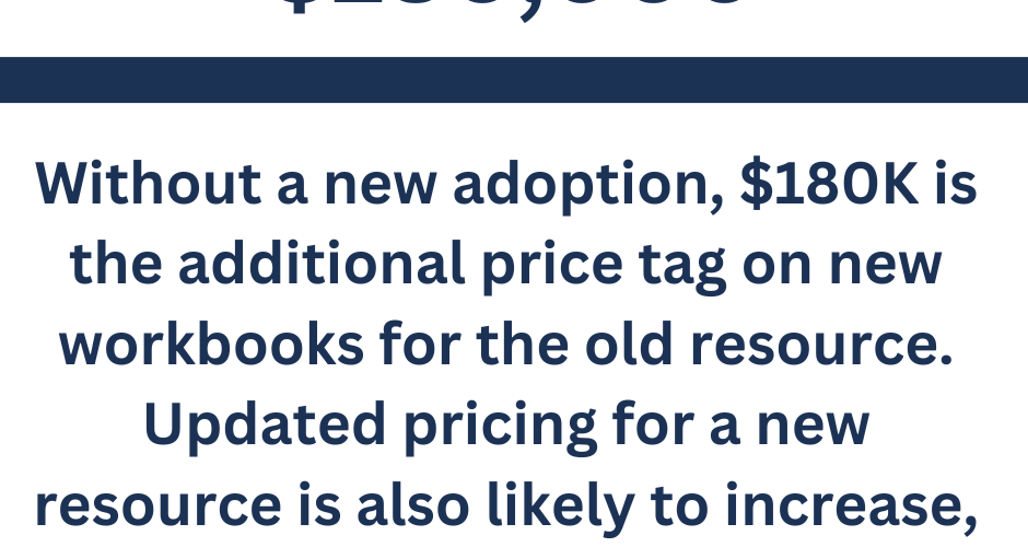$180,000, which is the cost of workbooks that now have to be purchased to continue with the old curriculum this year.