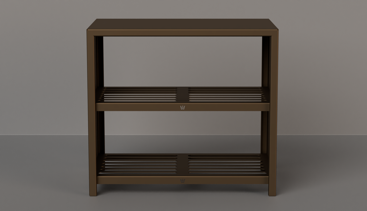 Strömskär, anpassad ramförvaring, vedförvaring och utomhuskök i stilren design. Tillverkad helt i cor-ten i liten skala i Västerås