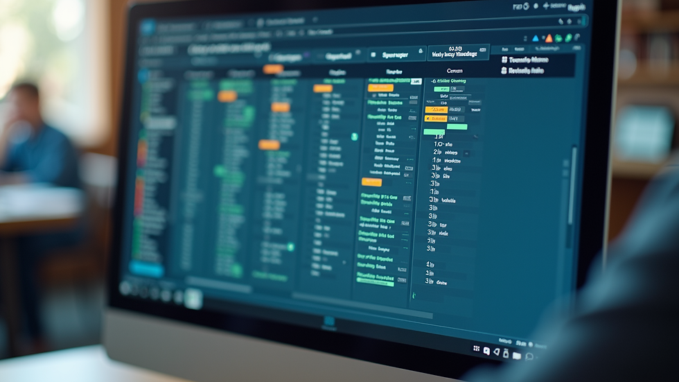 Close-up view of a computer screen displaying workforce scheduling software