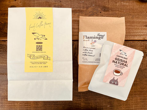 可愛いパッケージのコーヒーギフト。スペシャルティコーヒーの豆やコーヒーバッグは様々なシーンでギフトとして使えます。