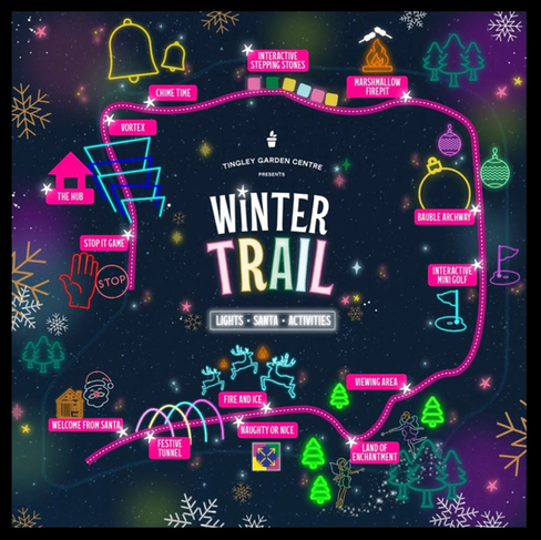 Winter Trail map in Harrogate with various attractions, visit Santa Harrogate.