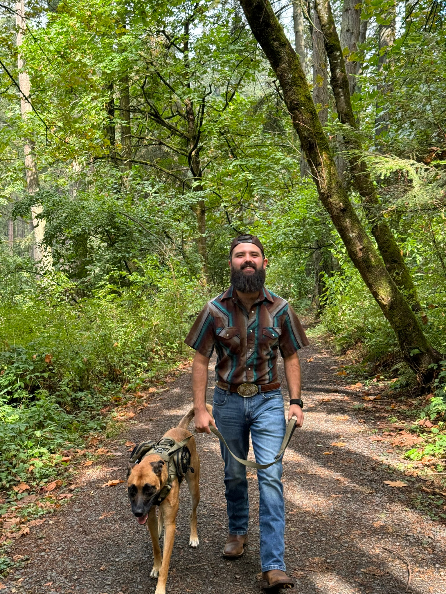 Garry and rowdy walking down the path
