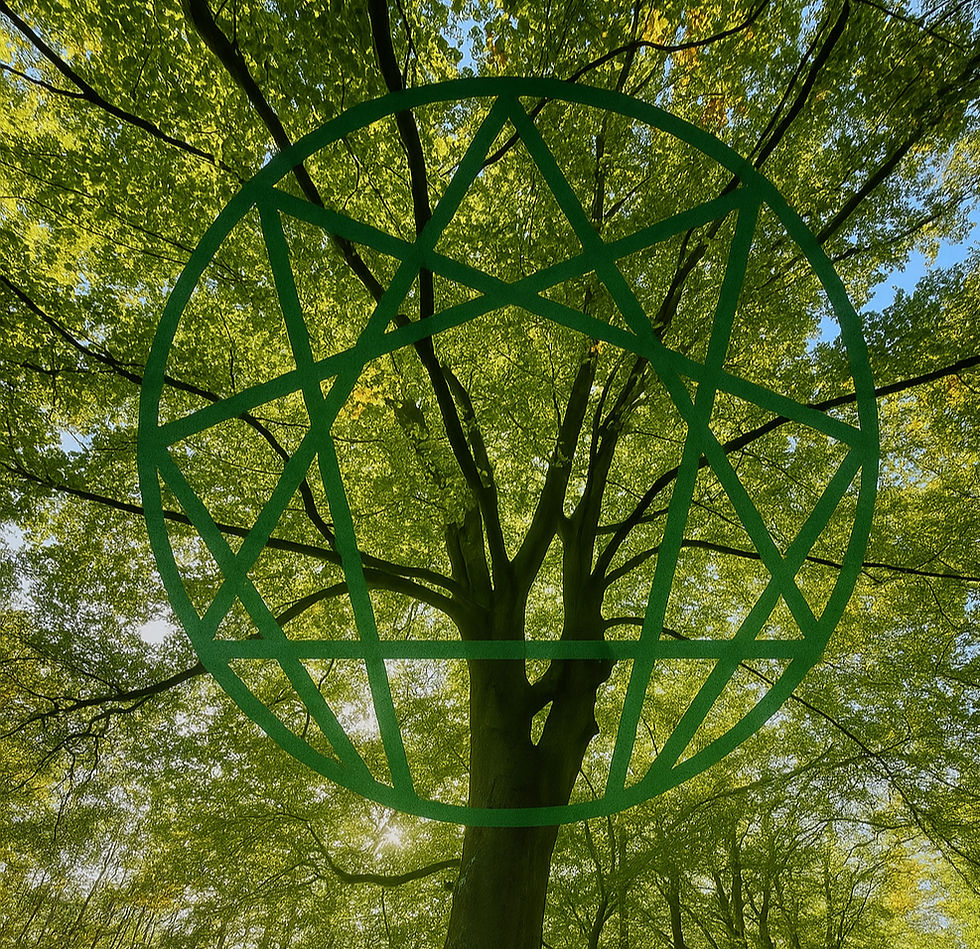 Close-up view of a beautifully designed Enneagram symbol on a textured background