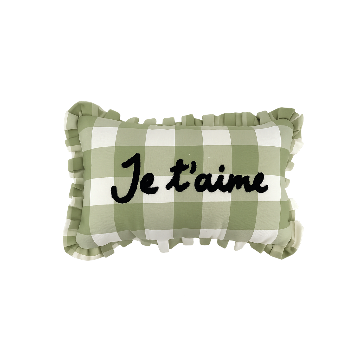 Je T’aime Checked Cushion – Khaki