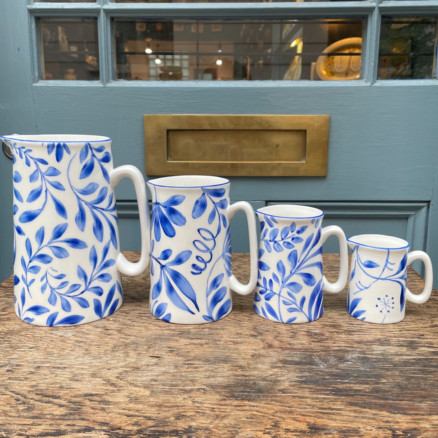 Josie Firmin Blue Flower Jugs